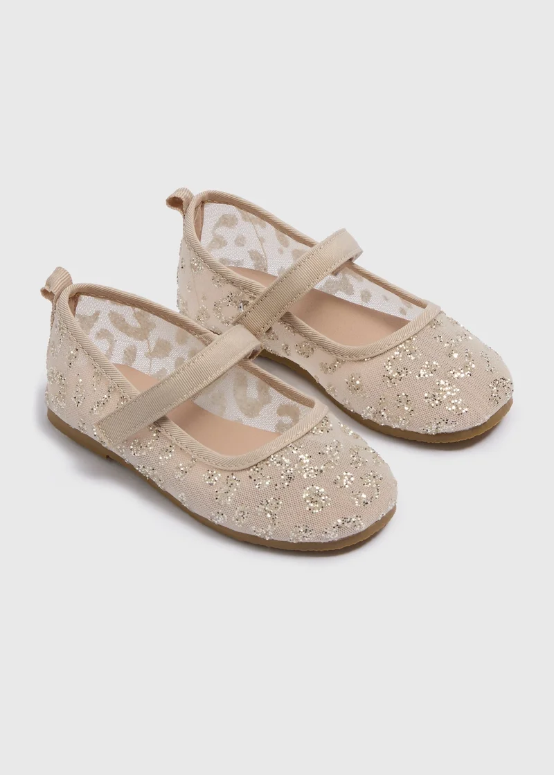Matalan Girls Silver Glitter Mesh Ballet Flats